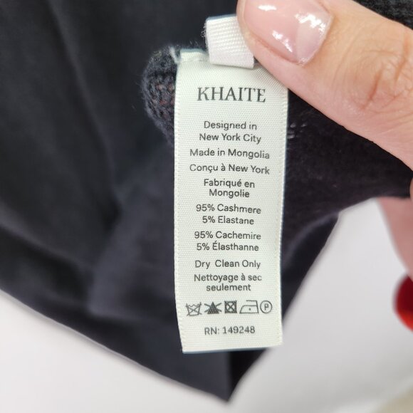 KHAITE Jo Cashmere Longline Sweater Size Small Black Designer Minimalist Tunic - Picture 7 of 16